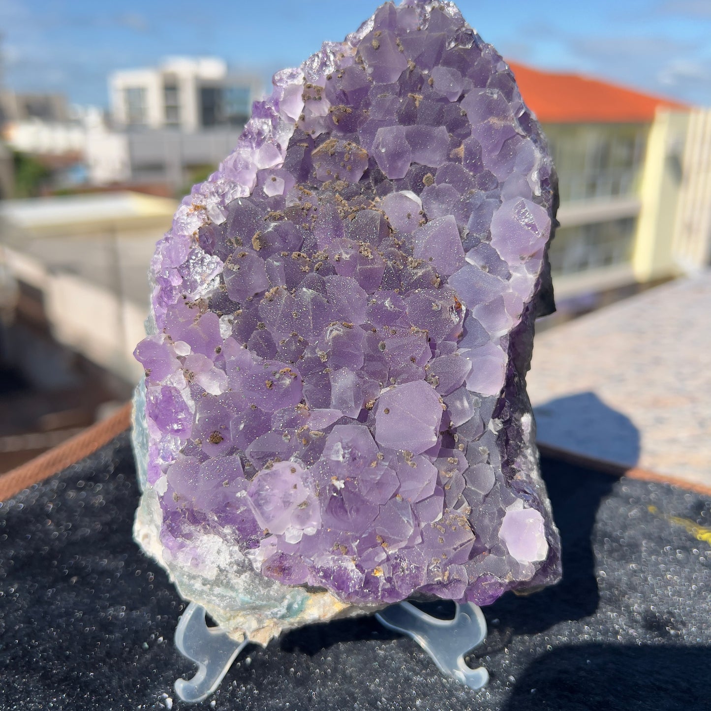 Raw Amethyst Cluster with Calcite, Sugar Amethyst Druzy Specimen, Large Purple Crystal Decor, Healing Stone, Exact Brazilian Crystal 1.95lb