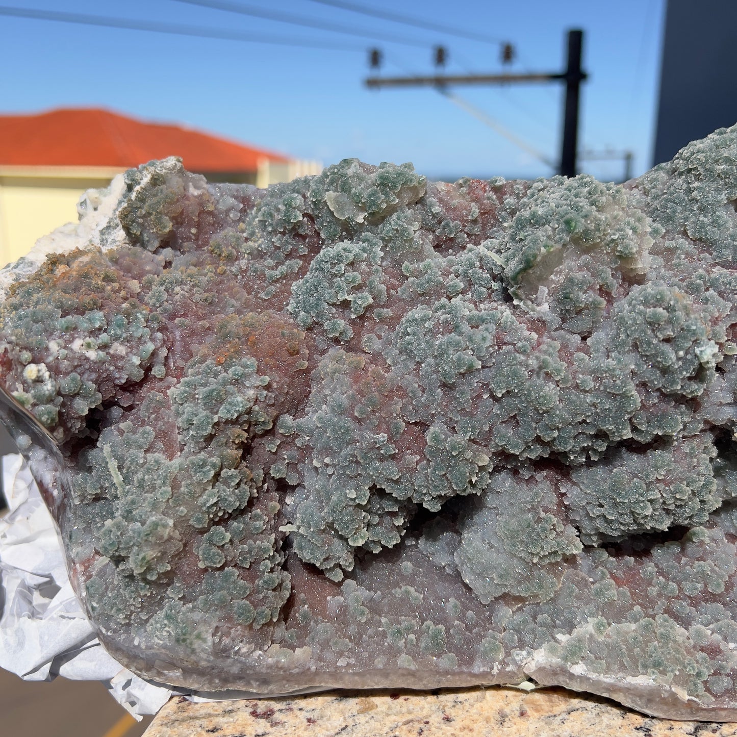 Rare Brazilian Red & Green Sugar Amethyst with Agate | Natural Gummy Crystal Specimen | Large One of a Kind Collector Piece