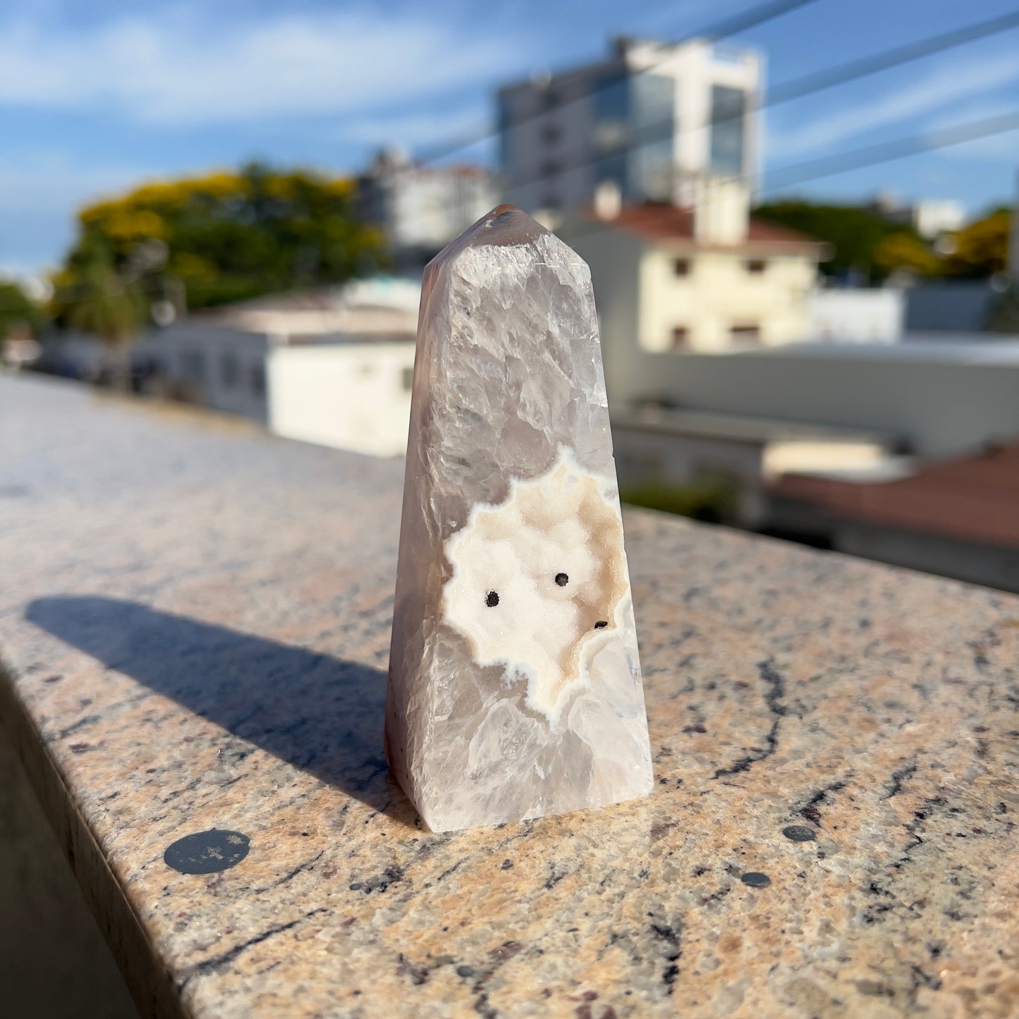 Brazilian Sugar Agate Tower | Natural Sugar Agate Crystal Point | Polished Agate Obelisk | One of a Kind