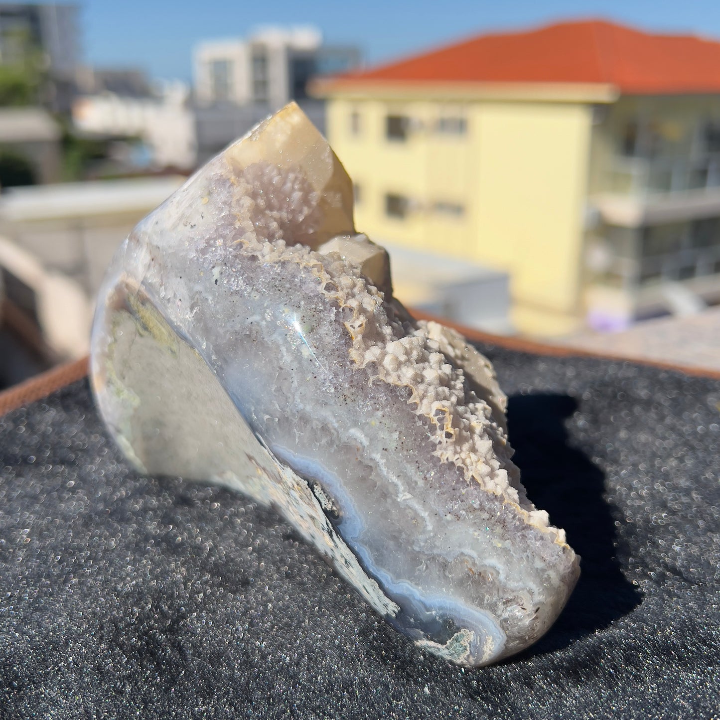 Brazilian White Sugar Amethyst with Calcite | Natural Gummy Amethyst Specimen | Sugar Druzy Crystal | One of a Kind