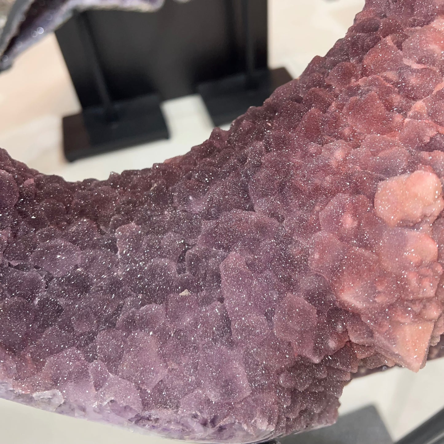 Giant 91lb Top Grade Pink Sugar Amethyst Calcite Heart, Huge Raw Crystal Druzy Geode, Luxury Home Decor Brazil Specimen