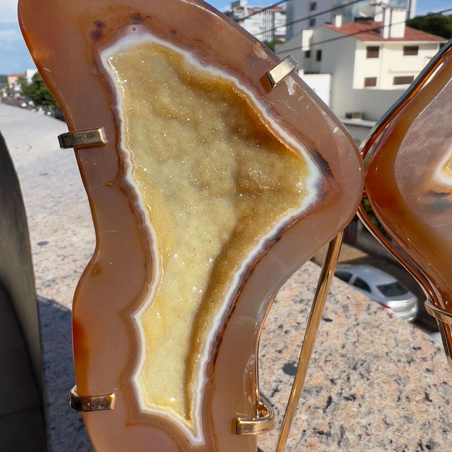 Agate Druzy Butterfly Wings on Stand, Fairycore Room Decor, Sparkly Geode Crystal, Natural Butterfly Carving, Cottagecore Gift for Her