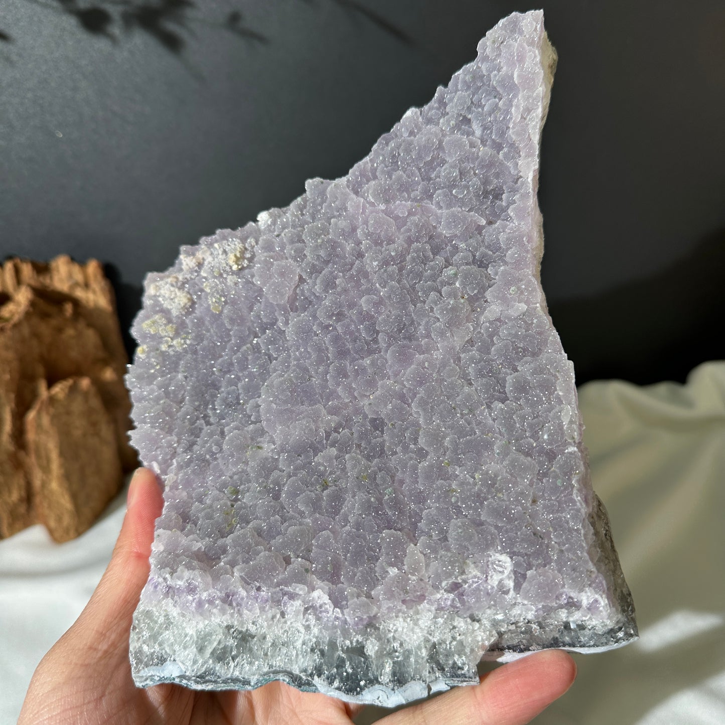 Light Pink Sugar Amethyst Geode Slice on Custom Stand, Sparkling Druzy Crystal Decor, Raw Brazilian Mineral Specimen Exact 2.75lb
