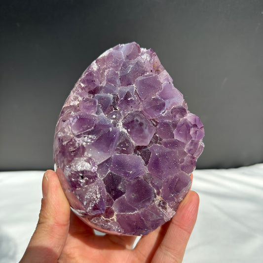 Sugar Amethyst Dragon Egg Geode, Polished Brazilian Druzy Crystal Freeform by Hobo, Sparkly Purple Quartz Exact Specimen 2.42lb