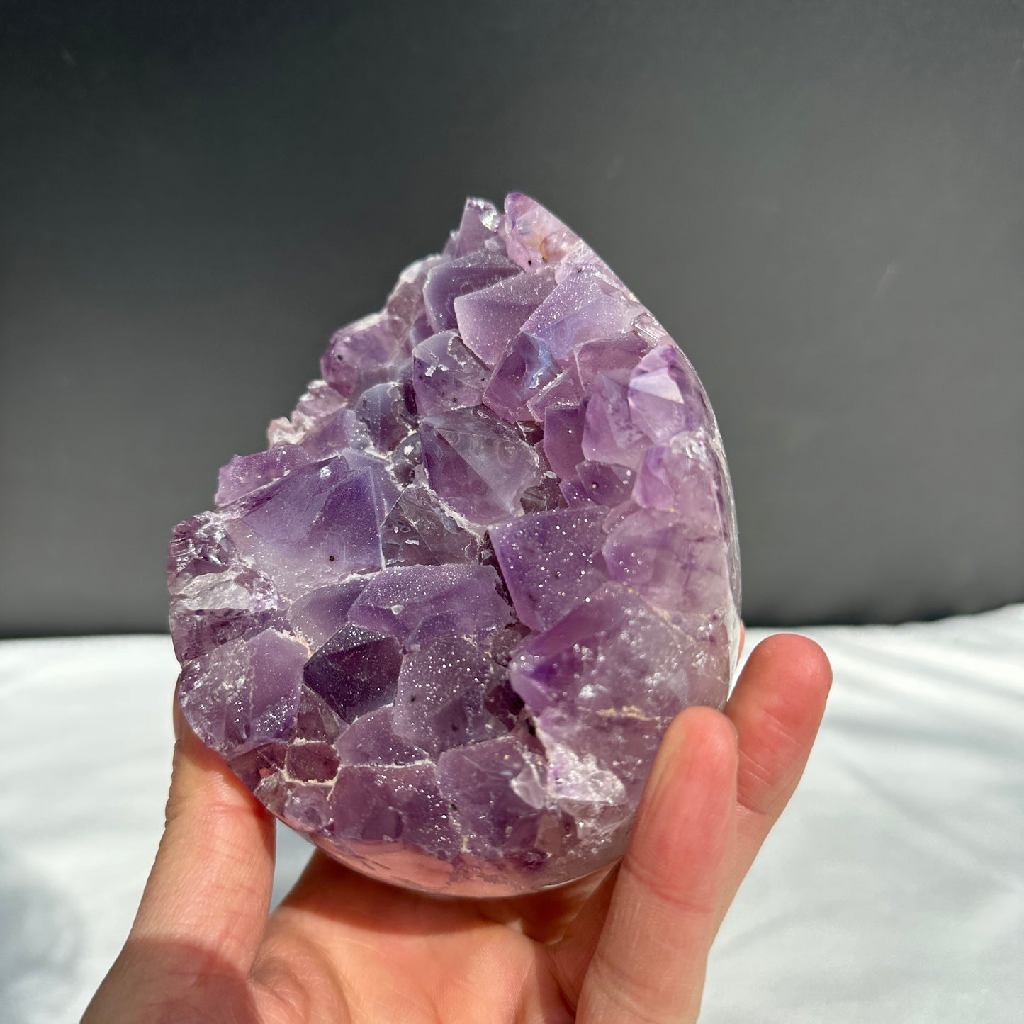 Sugar Amethyst Dragon Egg Geode, Polished Brazilian Druzy Crystal Freeform by Hobo, Sparkly Purple Quartz Exact Specimen 2.42lb