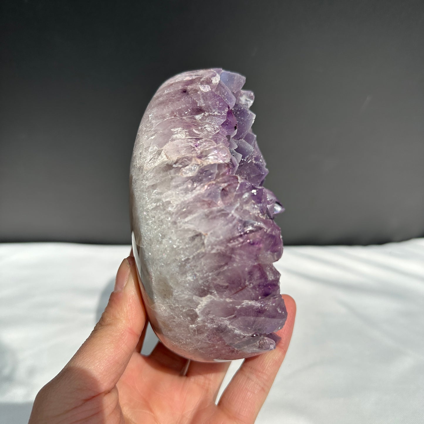 Sugar Amethyst Dragon Egg Geode, Polished Brazilian Druzy Crystal Freeform by Hobo, Sparkly Purple Quartz Exact Specimen 2.42lb