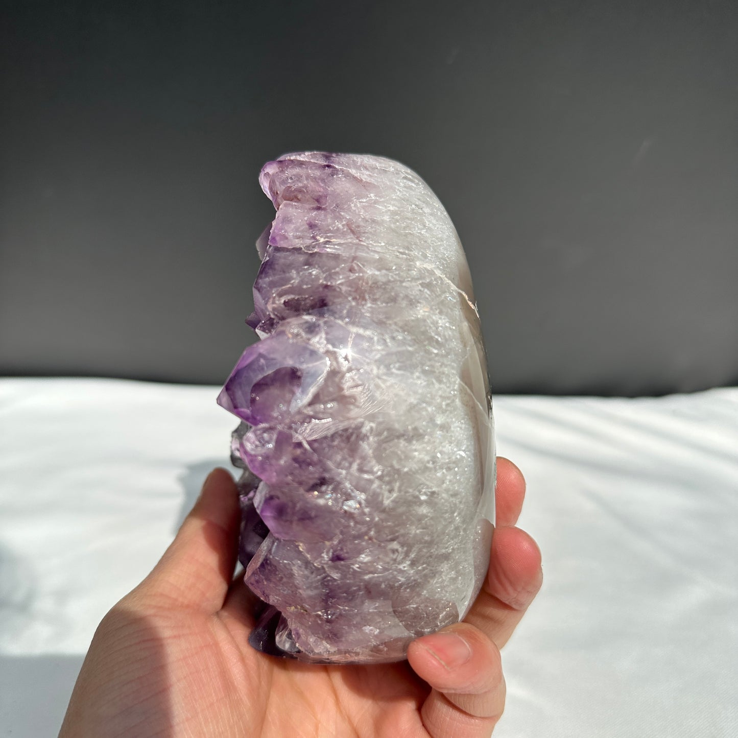 Sugar Amethyst Dragon Egg Geode, Polished Brazilian Druzy Crystal Freeform by Hobo, Sparkly Purple Quartz Exact Specimen 2.42lb