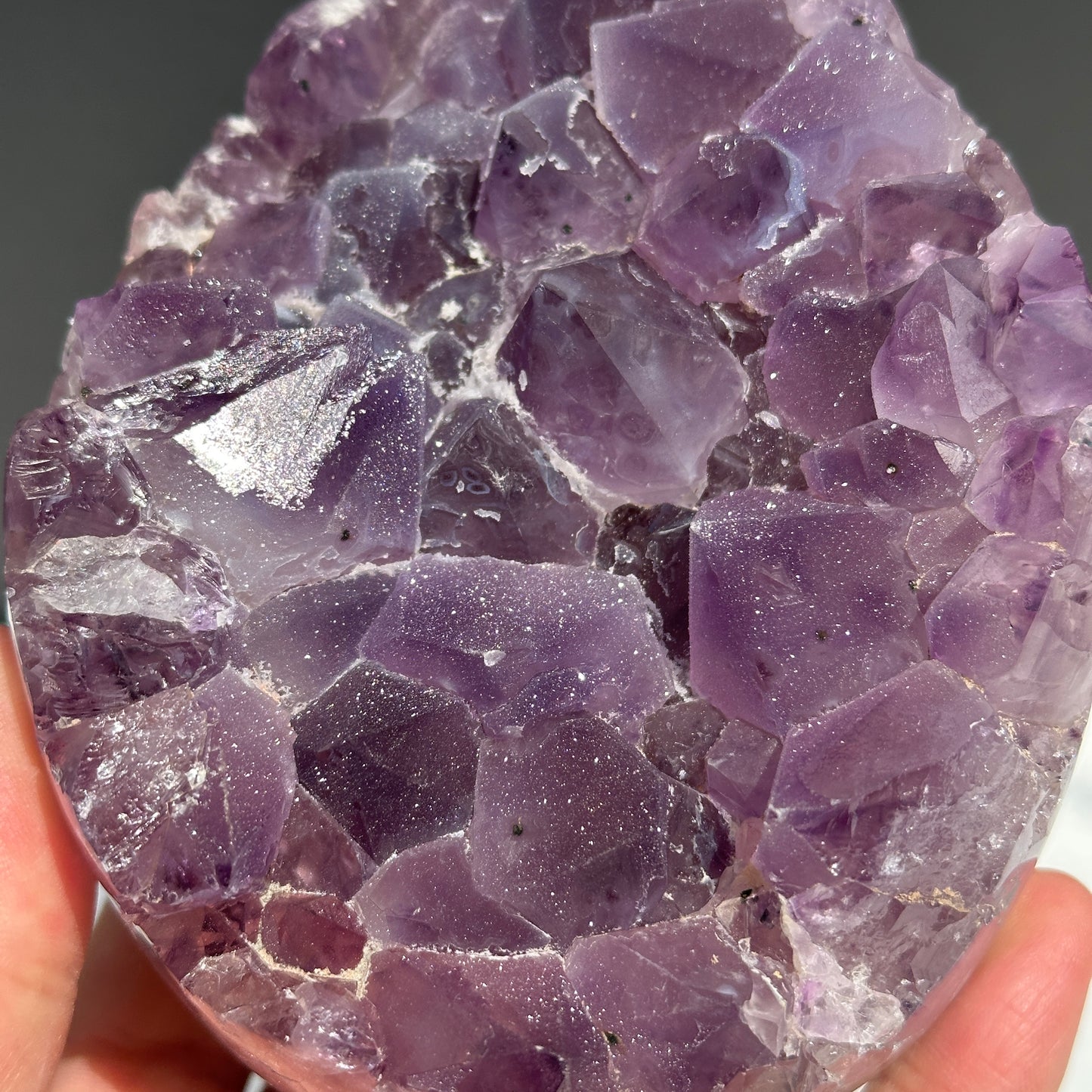 Sugar Amethyst Dragon Egg Geode, Polished Brazilian Druzy Crystal Freeform by Hobo, Sparkly Purple Quartz Exact Specimen 2.42lb