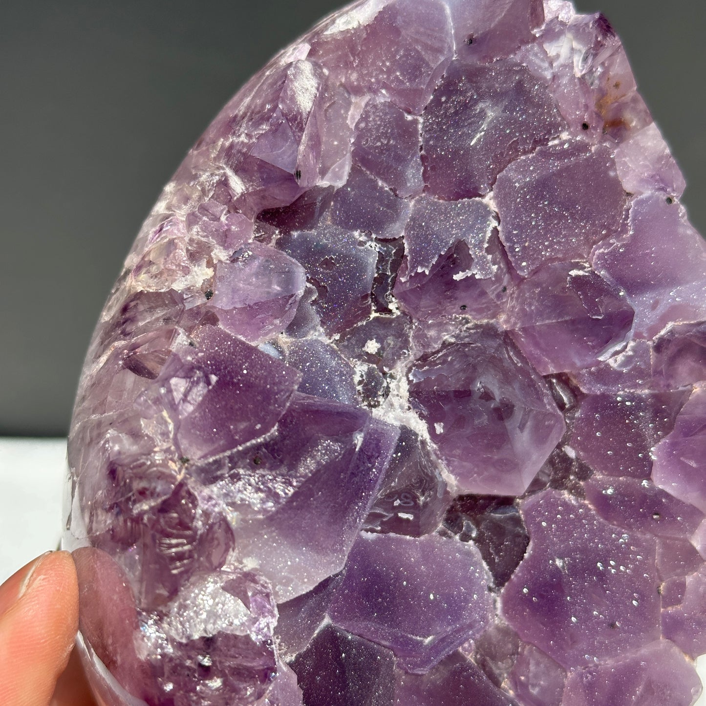 Sugar Amethyst Dragon Egg Geode, Polished Brazilian Druzy Crystal Freeform by Hobo, Sparkly Purple Quartz Exact Specimen 2.42lb