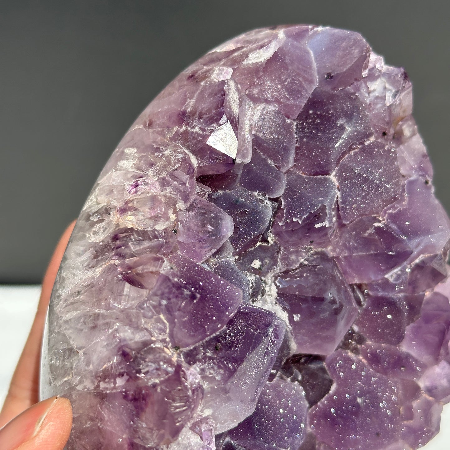 Sugar Amethyst Dragon Egg Geode, Polished Brazilian Druzy Crystal Freeform by Hobo, Sparkly Purple Quartz Exact Specimen 2.42lb