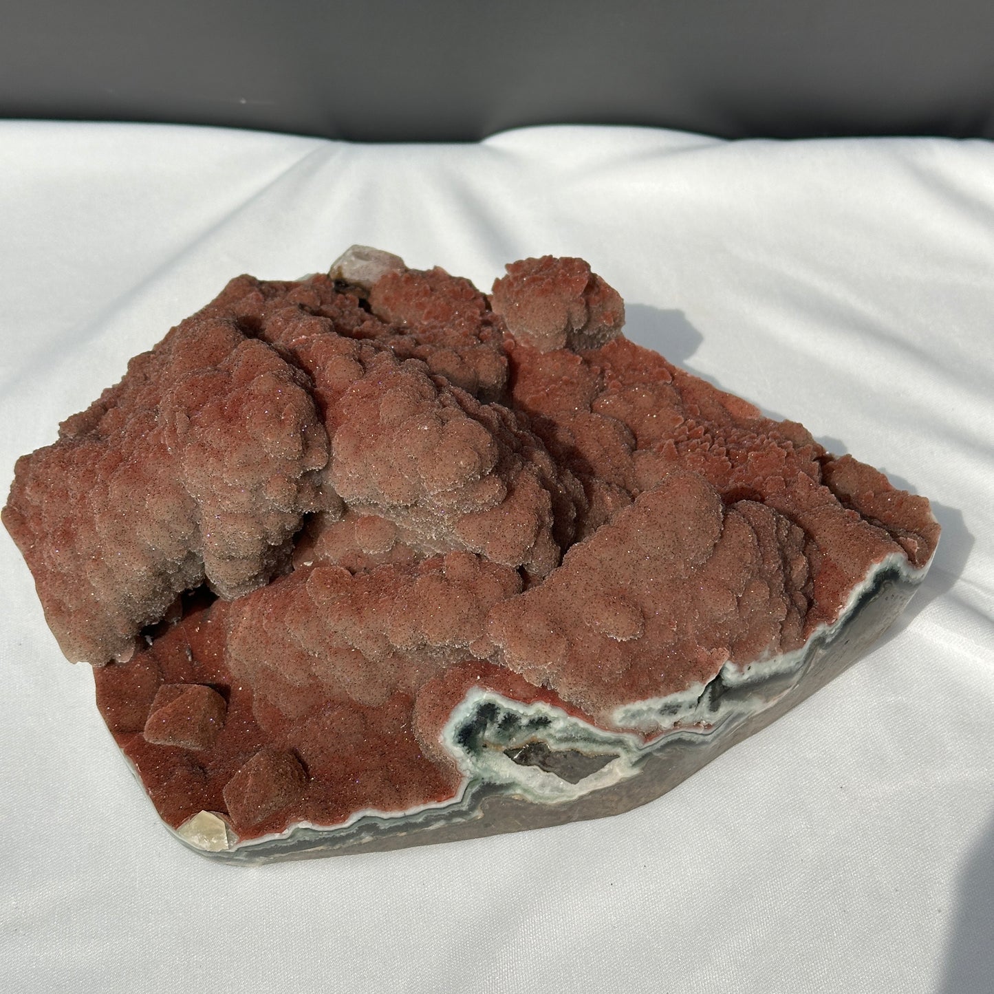 Rare Uruguayan Red Amethyst Sugar Druzy Cluster, Fine Grain Botryoidal Crystal Specimen, Artisan Polished Red Quartz Exact 6.72lb