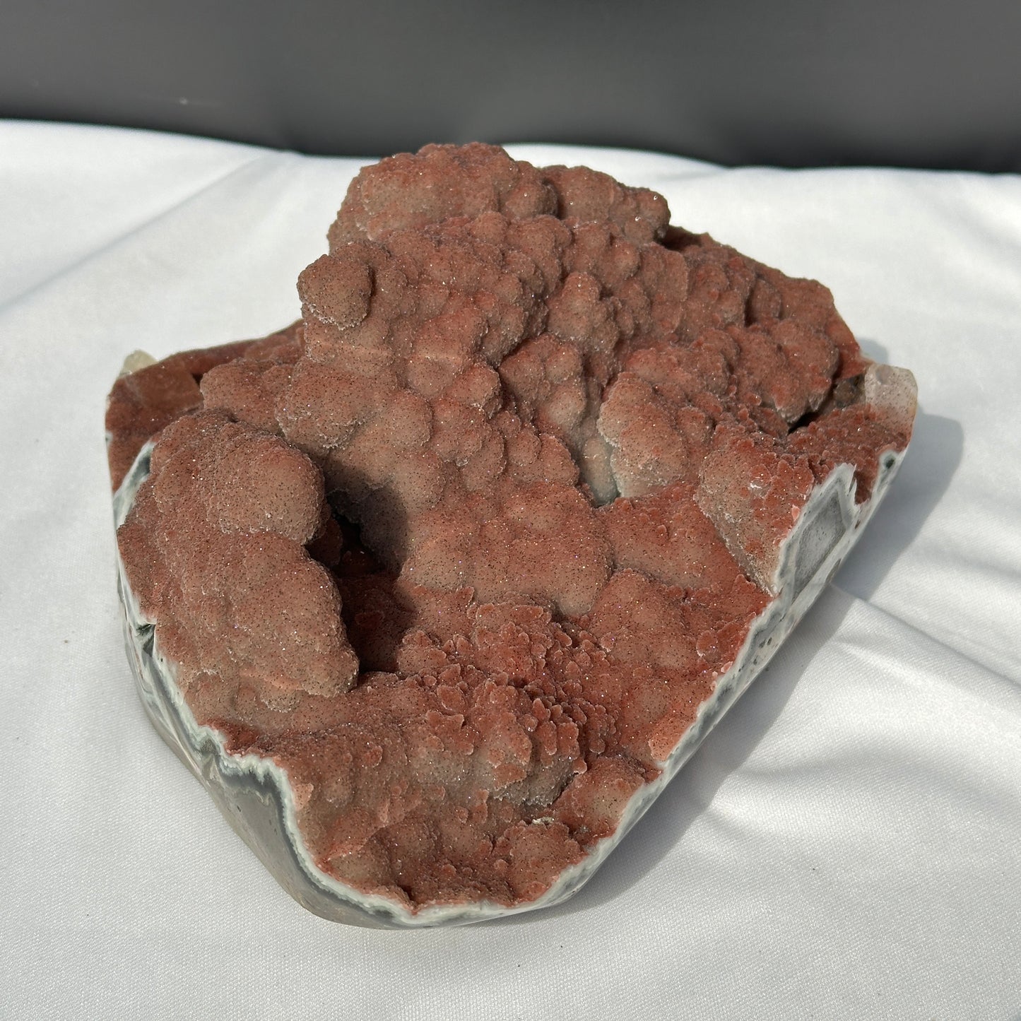 Rare Uruguayan Red Amethyst Sugar Druzy Cluster, Fine Grain Botryoidal Crystal Specimen, Artisan Polished Red Quartz Exact 6.72lb