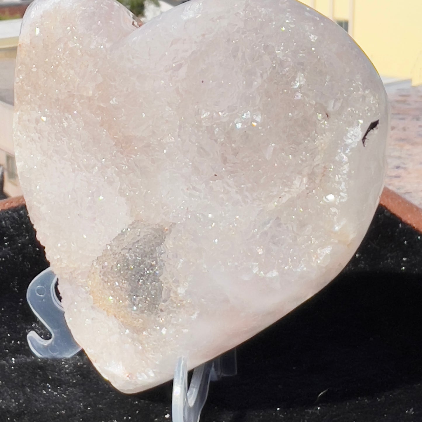 Rare Enhydro Agate Heart (Water Inside) | Symbiotic Calcite on Brazilian Agate |  4.7" Collector Specimen | Real Water