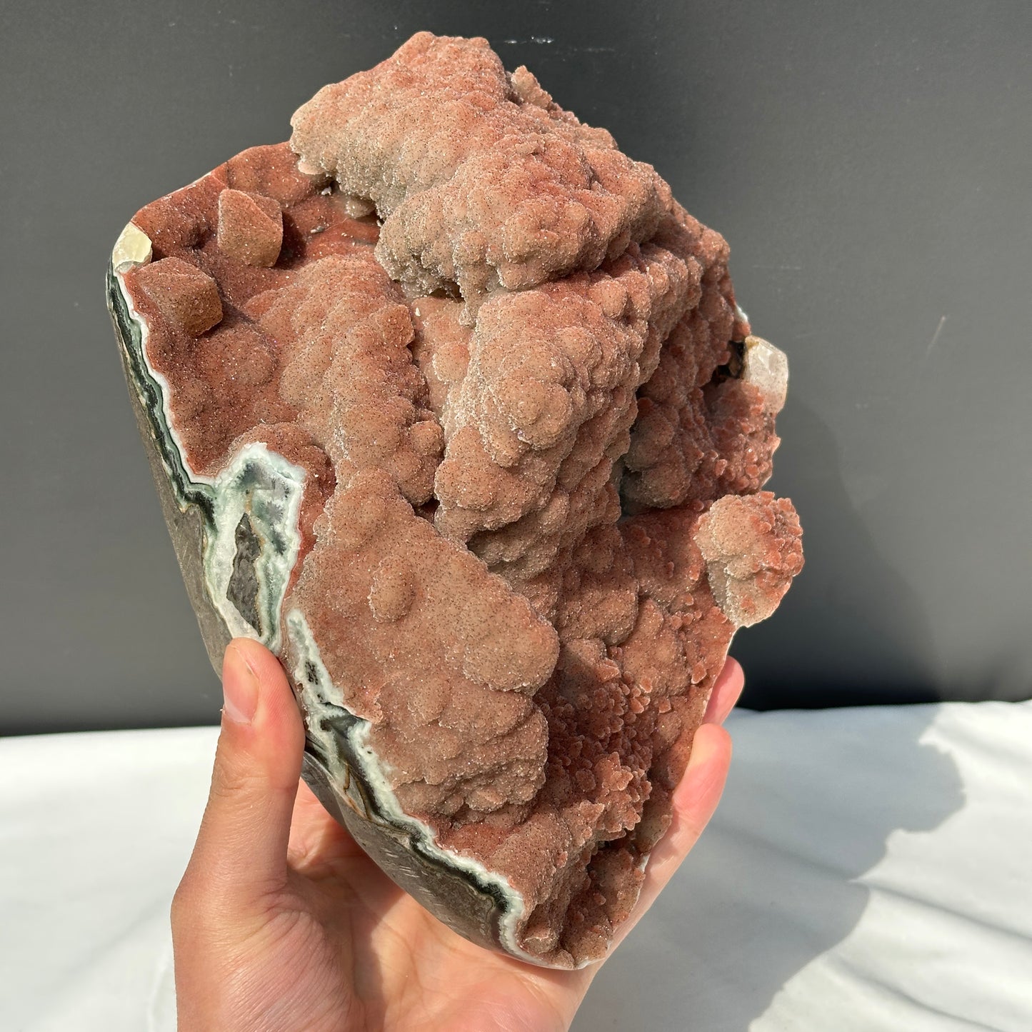 Rare Uruguayan Red Amethyst Sugar Druzy Cluster, Fine Grain Botryoidal Crystal Specimen, Artisan Polished Red Quartz Exact 6.72lb