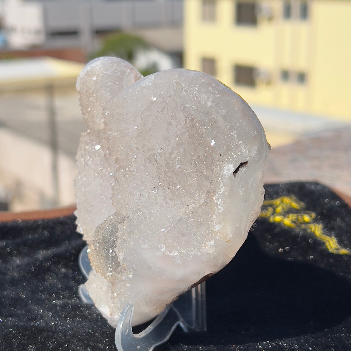 Rare Enhydro Agate Heart (Water Inside) | Symbiotic Calcite on Brazilian Agate |  4.7" Collector Specimen | Real Water