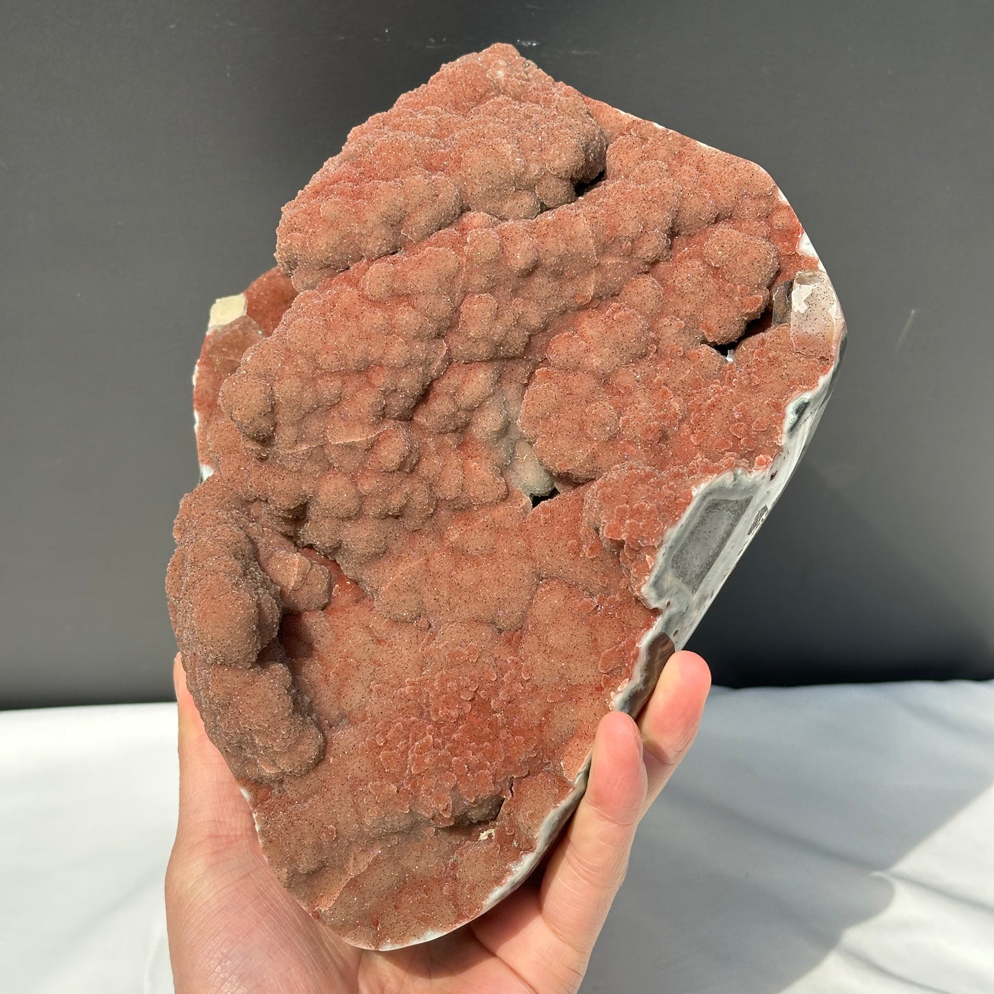 Rare Uruguayan Red Amethyst Sugar Druzy Cluster, Fine Grain Botryoidal Crystal Specimen, Artisan Polished Red Quartz Exact 6.72lb