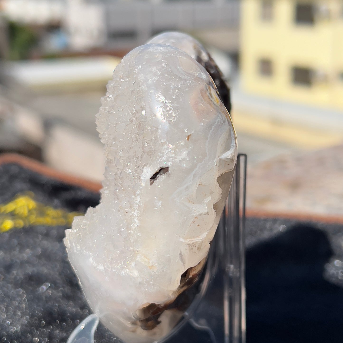 Rare Enhydro Agate Heart (Water Inside) | Symbiotic Calcite on Brazilian Agate |  4.7" Collector Specimen | Real Water