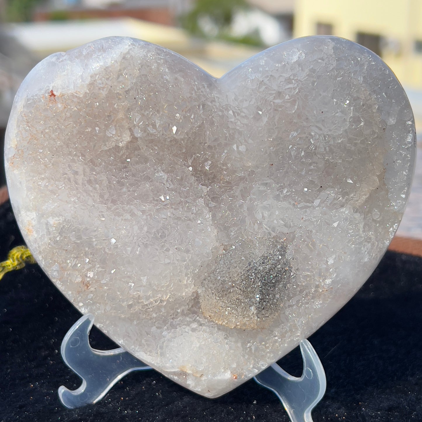 Rare Enhydro Agate Heart (Water Inside) | Symbiotic Calcite on Brazilian Agate |  4.7" Collector Specimen | Real Water