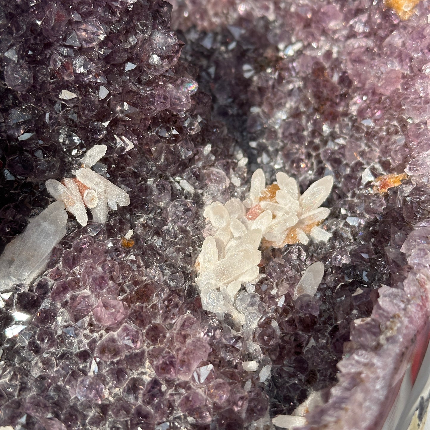 Huge Amethyst Geode Basin with Dual Calcite Symbiosis, Brazilian Crystal Wealth Bowl, Artisan Polished Specimen Exact 11.46lb