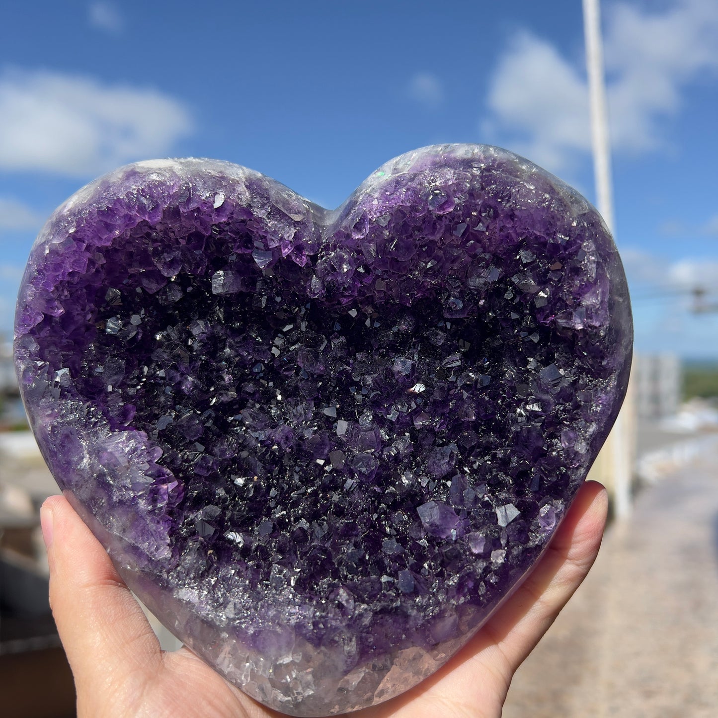 Deep Purple Amethyst Heart (2.6lb) | XL Brazilian Crystal Cluster | Dark Grape Jelly Geode | February Birthstone Gift | Crown Chakra Decor