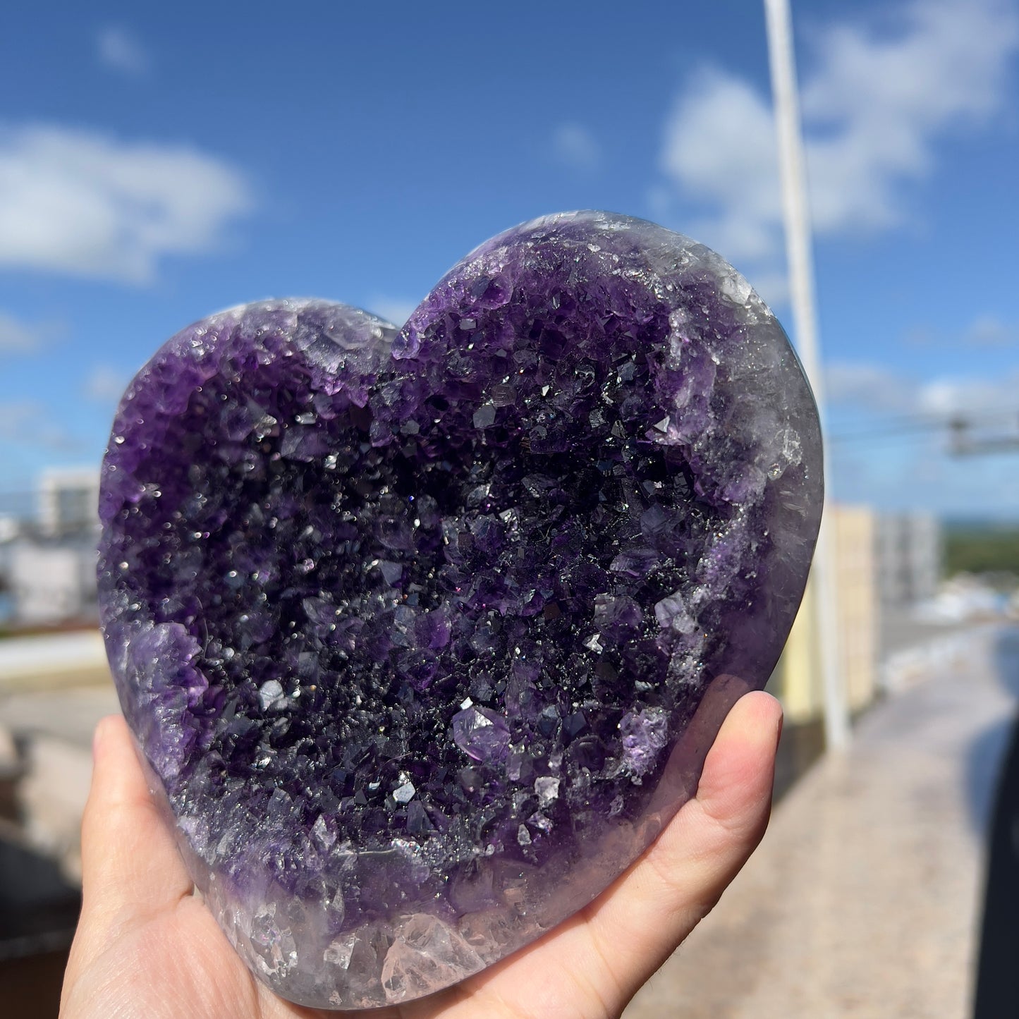 Deep Purple Amethyst Heart (2.6lb) | XL Brazilian Crystal Cluster | Dark Grape Jelly Geode | February Birthstone Gift | Crown Chakra Decor