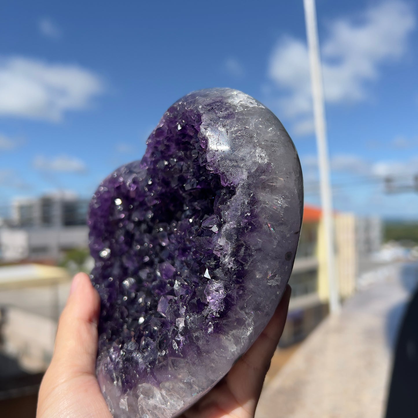 Deep Purple Amethyst Heart (2.6lb) | XL Brazilian Crystal Cluster | Dark Grape Jelly Geode | February Birthstone Gift | Crown Chakra Decor