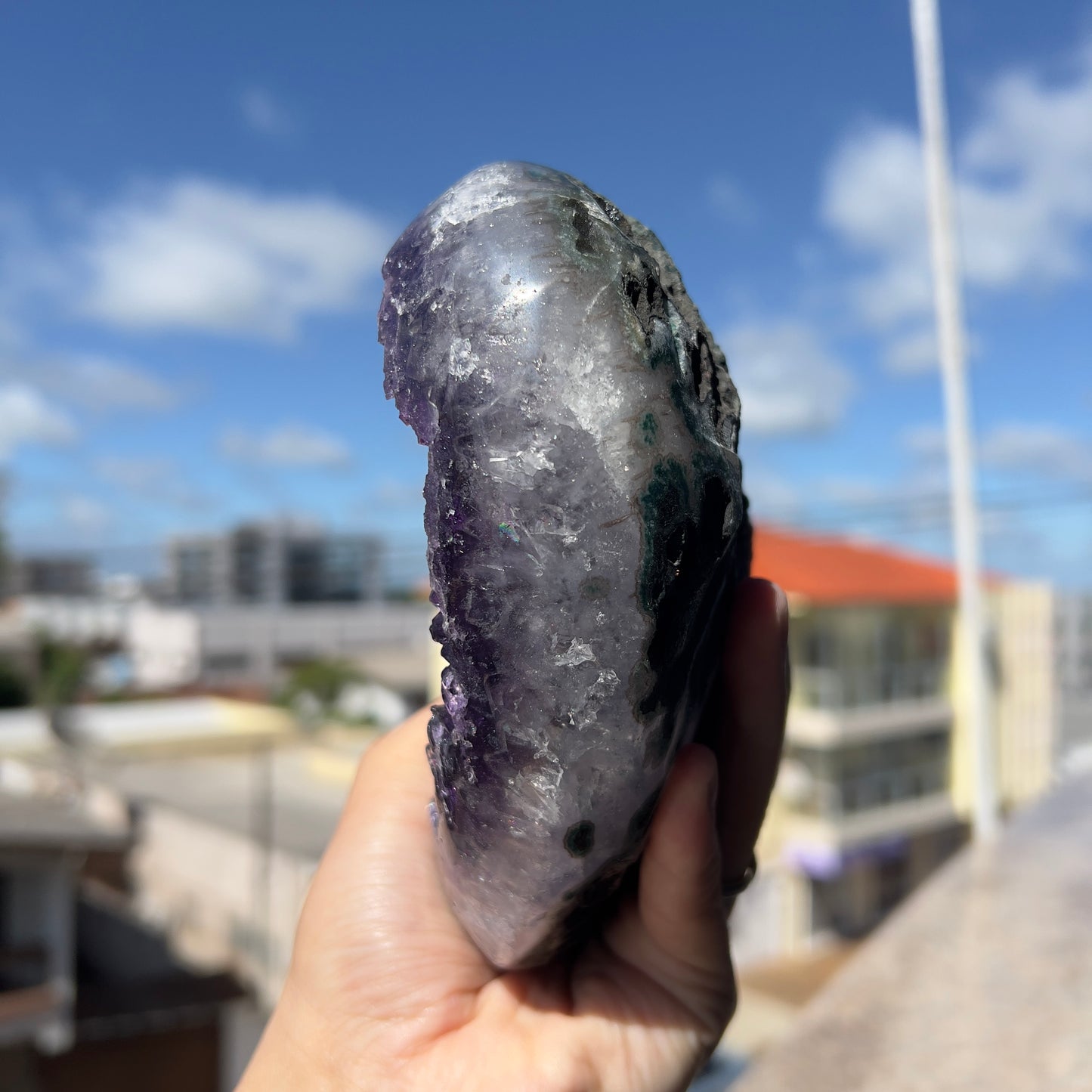 Deep Purple Amethyst Heart (2.6lb) | XL Brazilian Crystal Cluster | Dark Grape Jelly Geode | February Birthstone Gift | Crown Chakra Decor