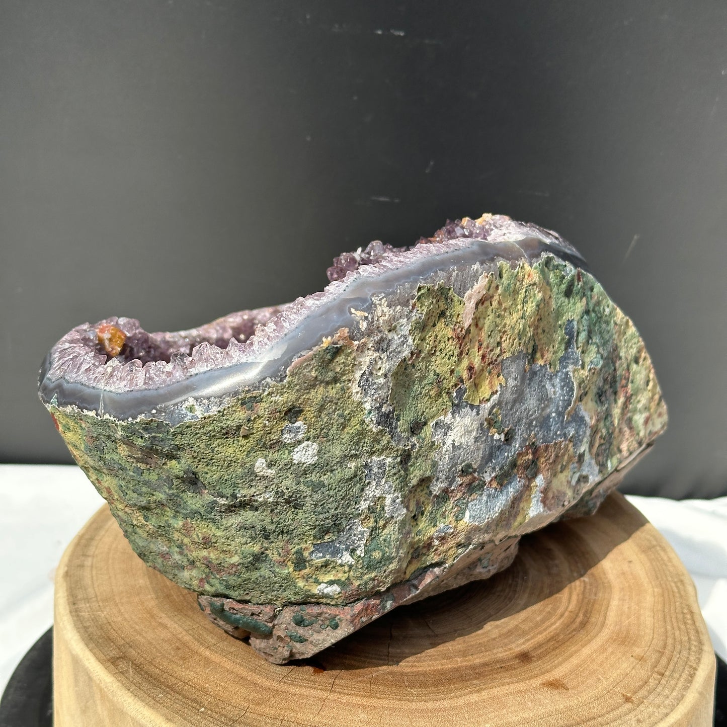 Huge Amethyst Geode Basin with Dual Calcite Symbiosis, Brazilian Crystal Wealth Bowl, Artisan Polished Specimen Exact 11.46lb