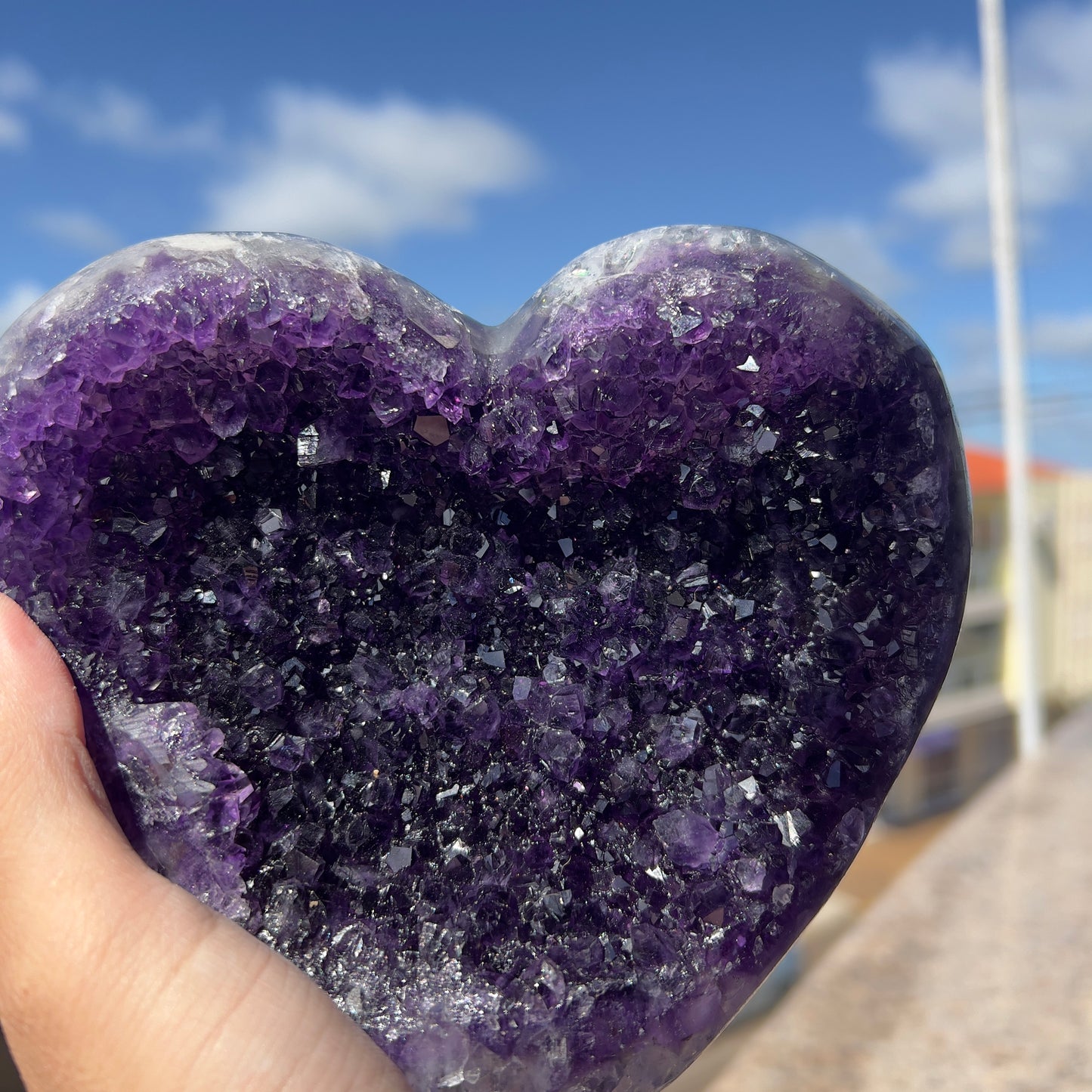 Deep Purple Amethyst Heart (2.6lb) | XL Brazilian Crystal Cluster | Dark Grape Jelly Geode | February Birthstone Gift | Crown Chakra Decor