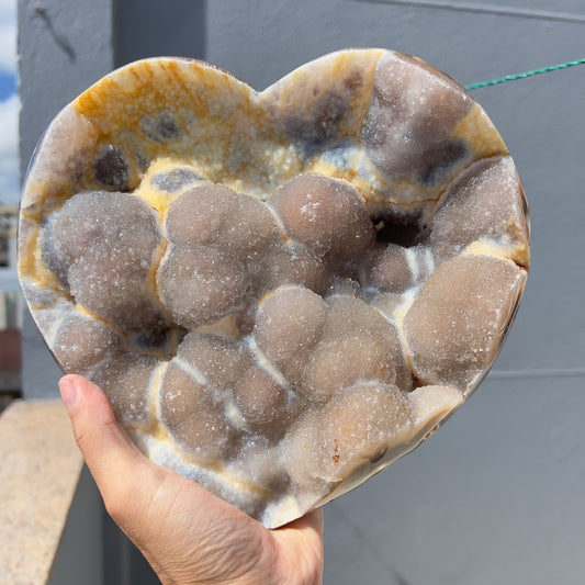 Giant Pink Sugar Agate Heart (5.7lb) | 9" Massive Sparkling Druzy Crystal | Brazilian Rose Stone | Wedding Centerpiece | Statement Decor