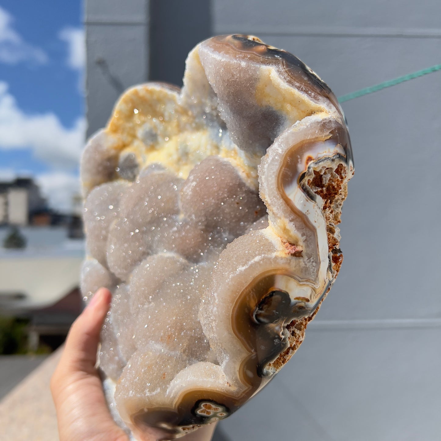 Giant Pink Sugar Agate Heart (5.7lb) | 9" Massive Sparkling Druzy Crystal | Brazilian Rose Stone | Wedding Centerpiece | Statement Decor
