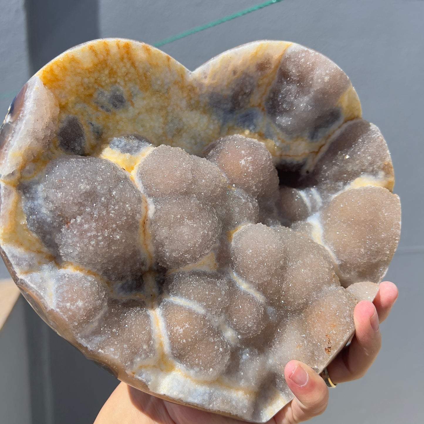 Giant Pink Sugar Agate Heart (5.7lb) | 9" Massive Sparkling Druzy Crystal | Brazilian Rose Stone | Wedding Centerpiece | Statement Decor