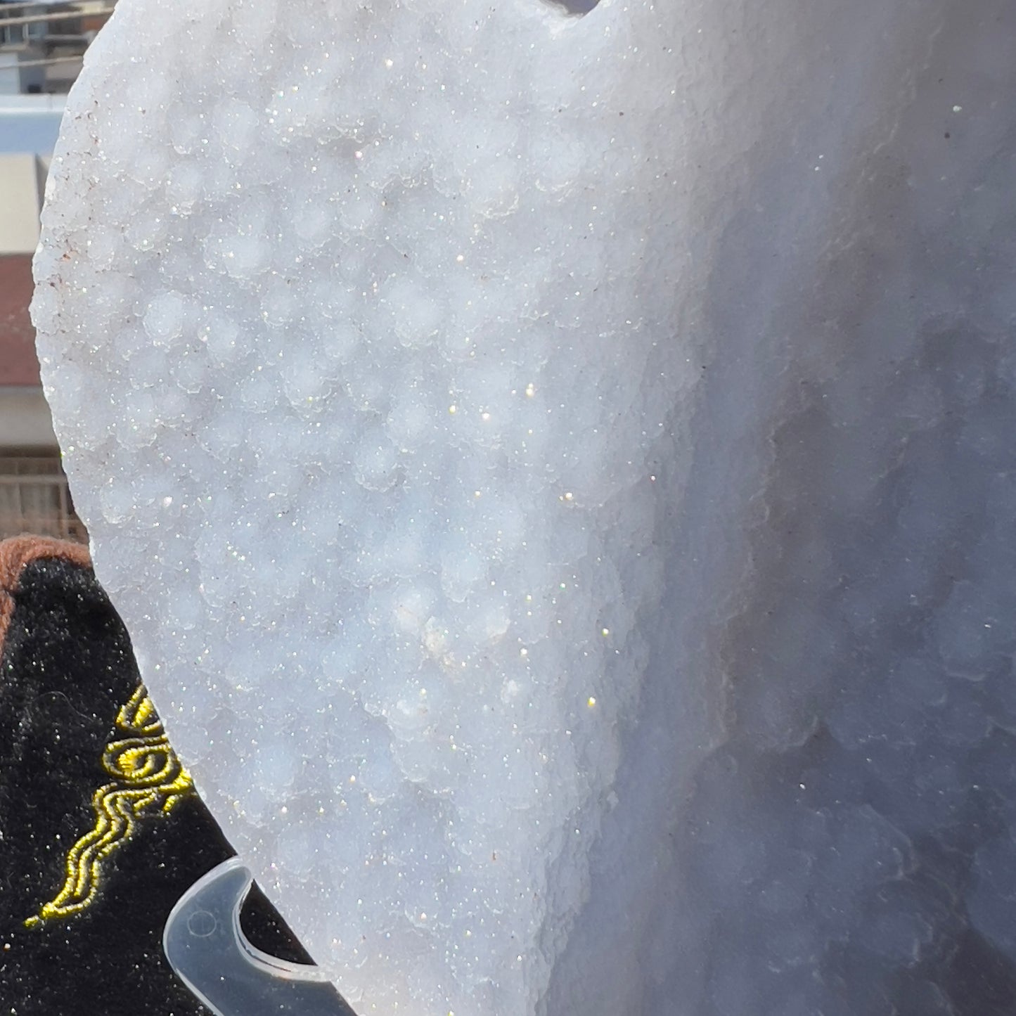 Large Sugar Agate Heart 1.4lb | White Druzy Front & Red Back | Brazilian Crystal Carving | Unique Love Gift | Sparkle Decor