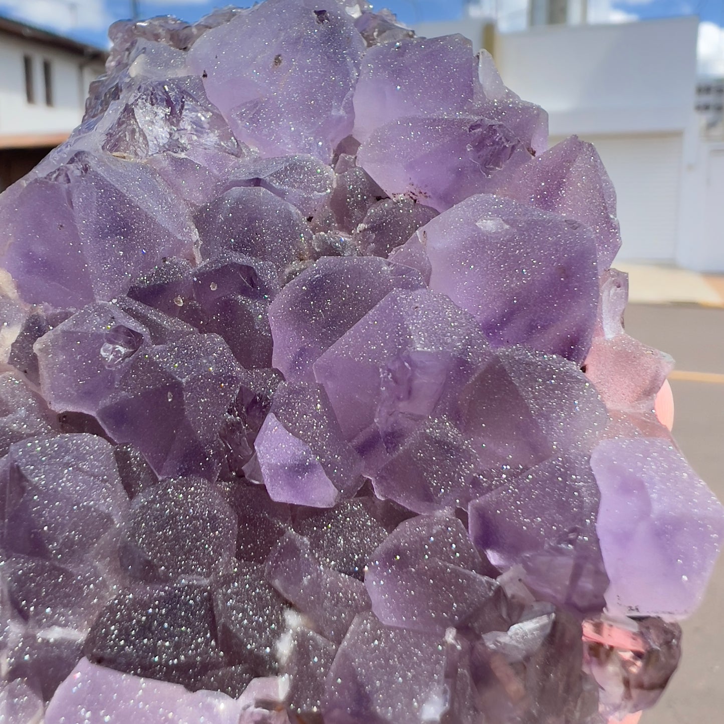 Set of 3 Sugar Amethyst Clusters  | Raw Brazilian Crystal Lot | Sparkly Purple Druzy Collection | Meditation Stone Kit | Wholesale