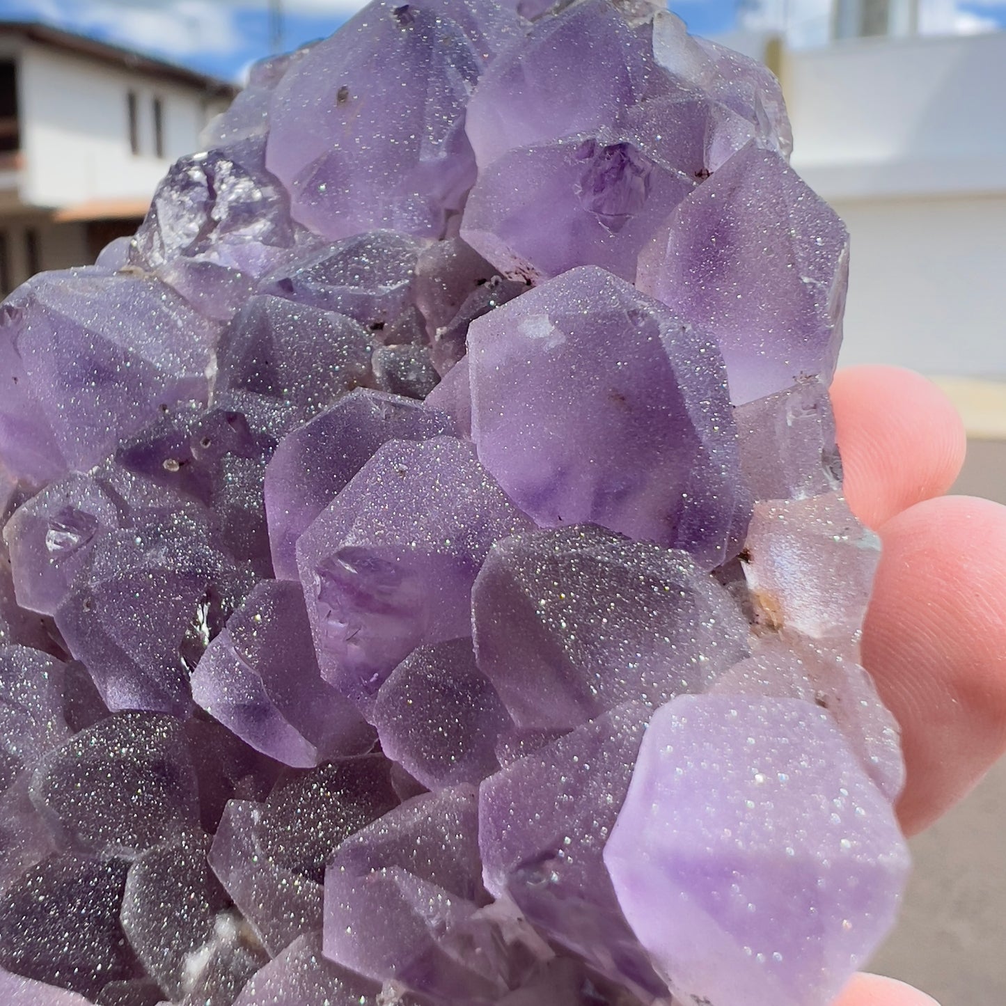 Set of 3 Sugar Amethyst Clusters  | Raw Brazilian Crystal Lot | Sparkly Purple Druzy Collection | Meditation Stone Kit | Wholesale