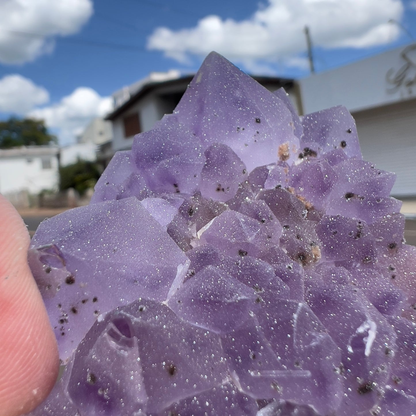 Set of 3 Sugar Amethyst Clusters  | Raw Brazilian Crystal Lot | Sparkly Purple Druzy Collection | Meditation Stone Kit | Wholesale