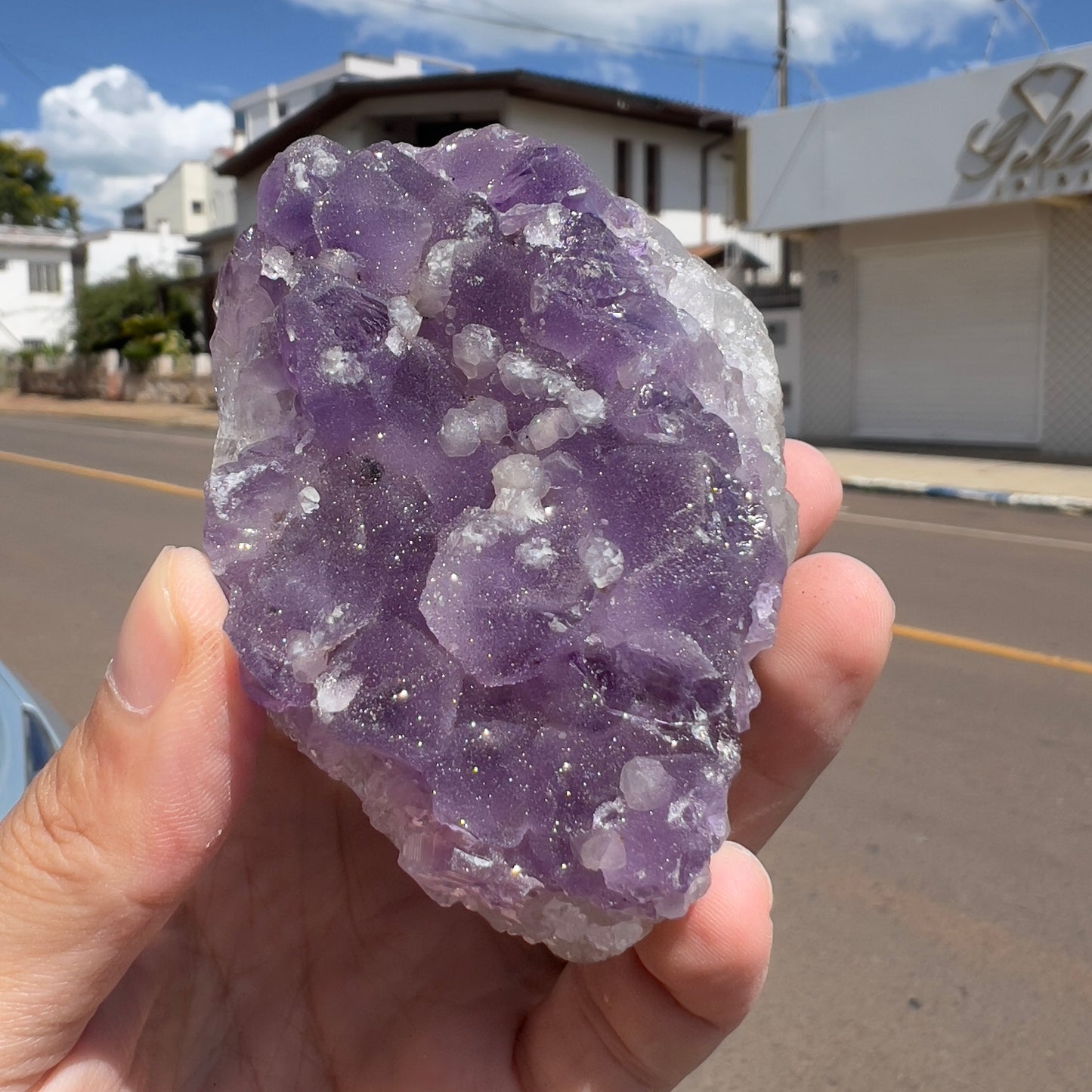 Set of 3 Sugar Amethyst Clusters  | Raw Brazilian Crystal Lot | Sparkly Purple Druzy Collection | Meditation Stone Kit | Wholesale