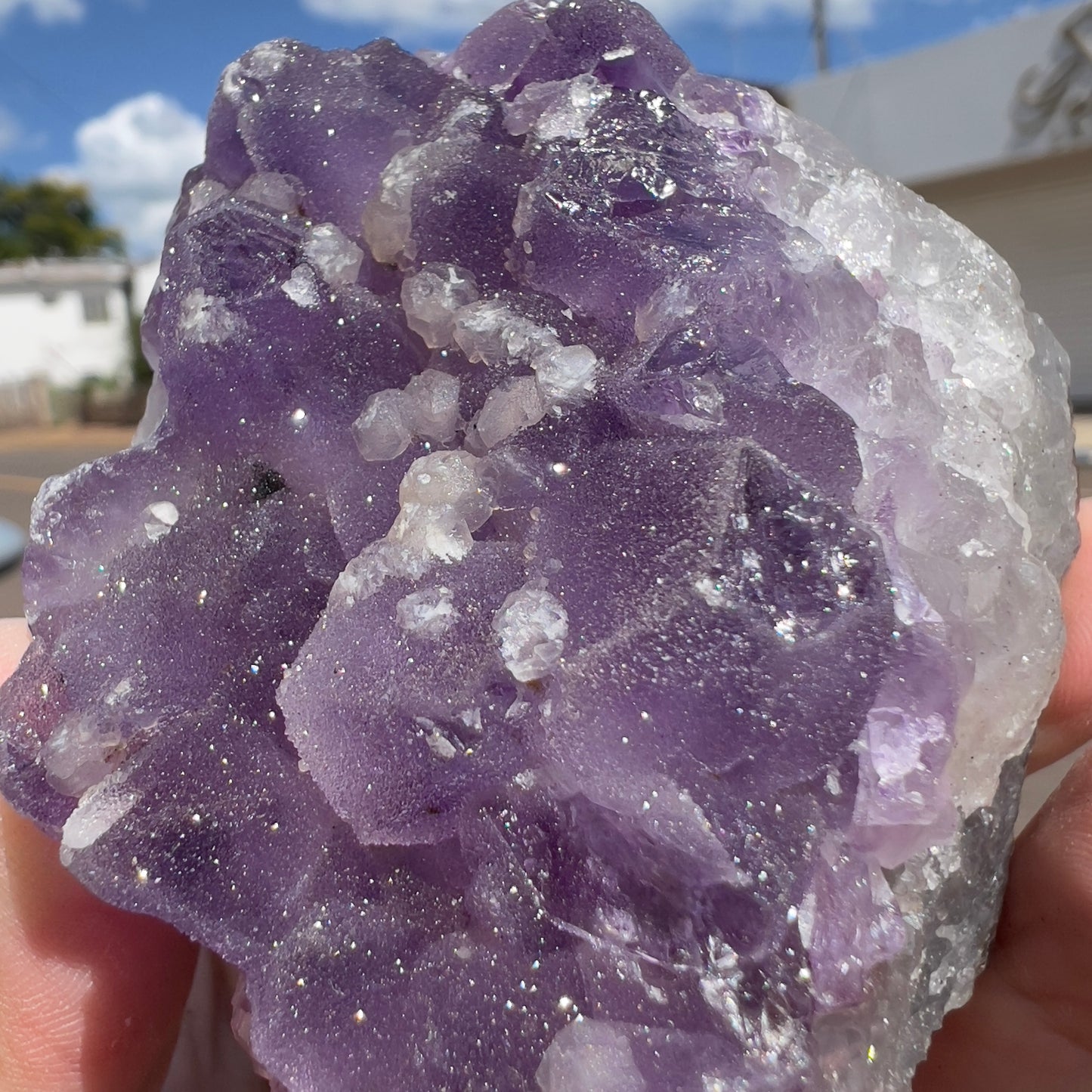 Set of 3 Sugar Amethyst Clusters  | Raw Brazilian Crystal Lot | Sparkly Purple Druzy Collection | Meditation Stone Kit | Wholesale