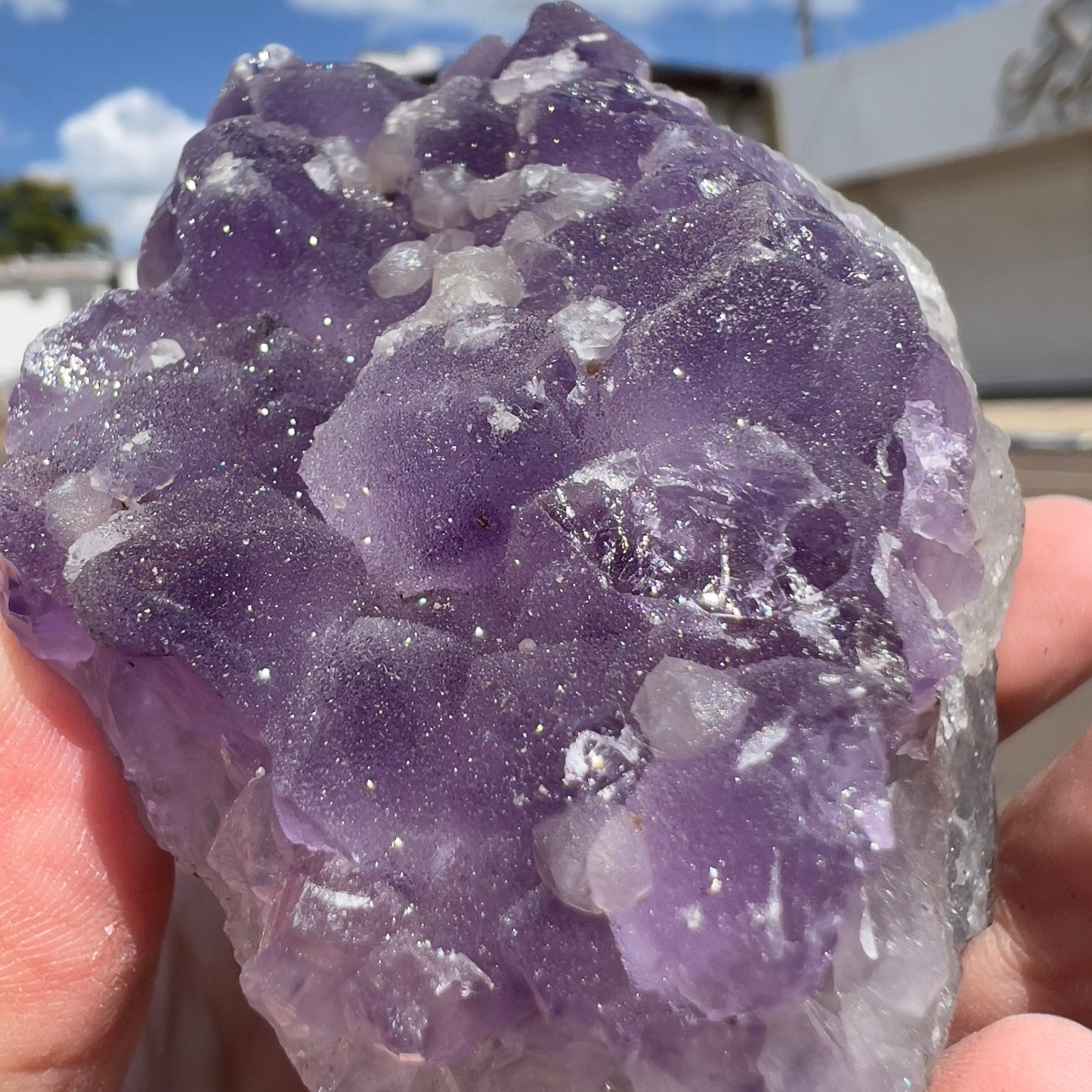 Set of 3 Sugar Amethyst Clusters  | Raw Brazilian Crystal Lot | Sparkly Purple Druzy Collection | Meditation Stone Kit | Wholesale