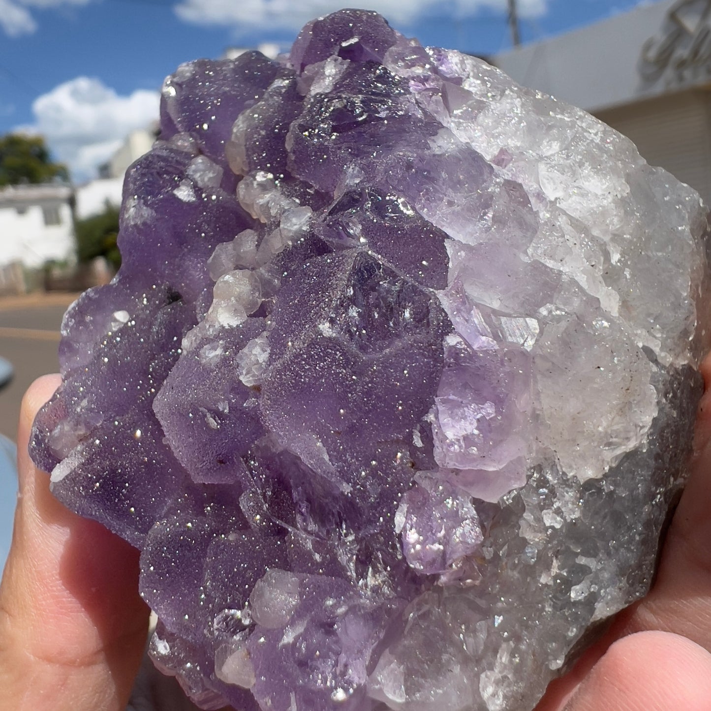 Set of 3 Sugar Amethyst Clusters  | Raw Brazilian Crystal Lot | Sparkly Purple Druzy Collection | Meditation Stone Kit | Wholesale