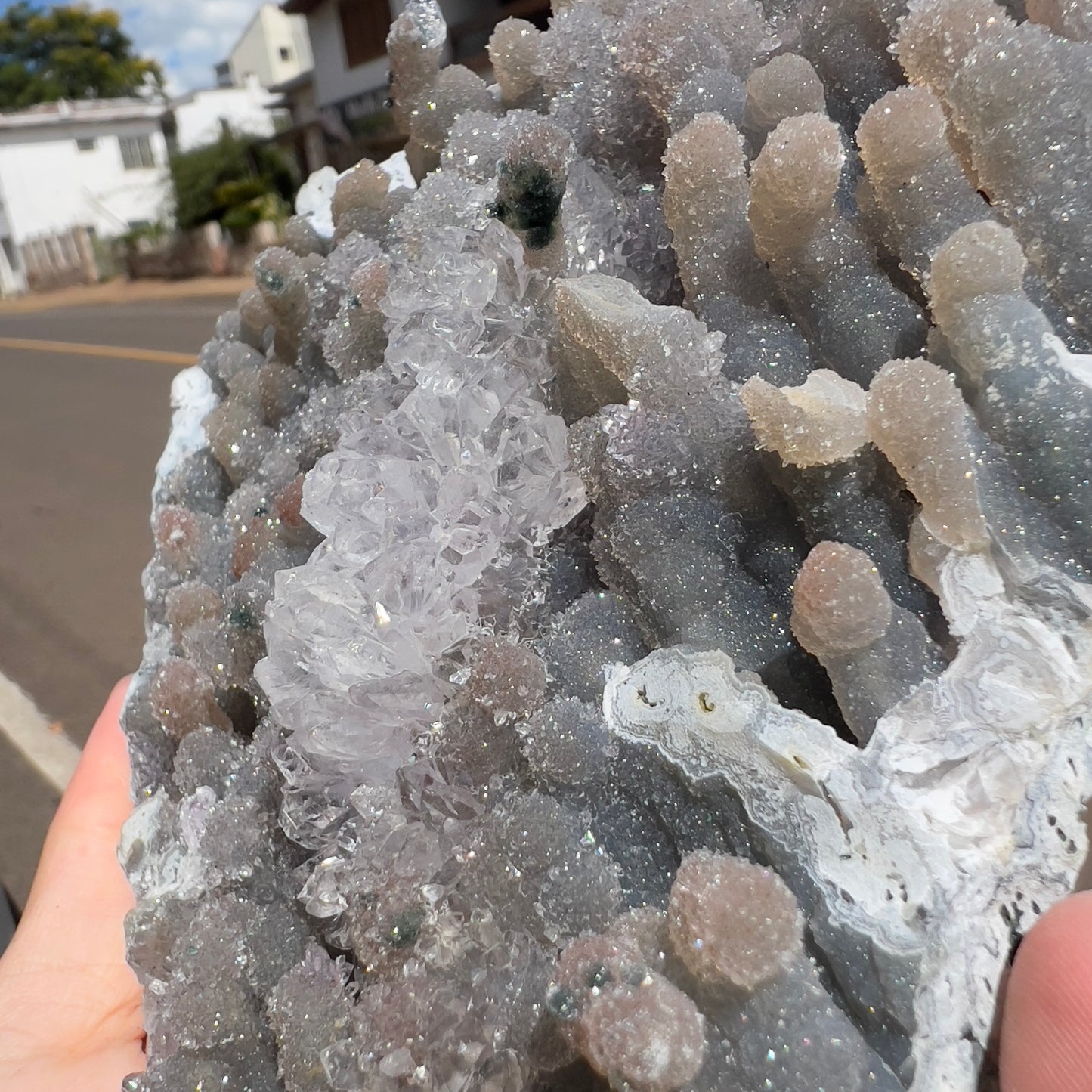 Large Amethyst Stalactite Plate (7.5") | Brazilian Botryoidal Crystal Slab | Gray Sugar Druzy Slice | Thin Galaxy Stone | 1.5lb Unique Decor
