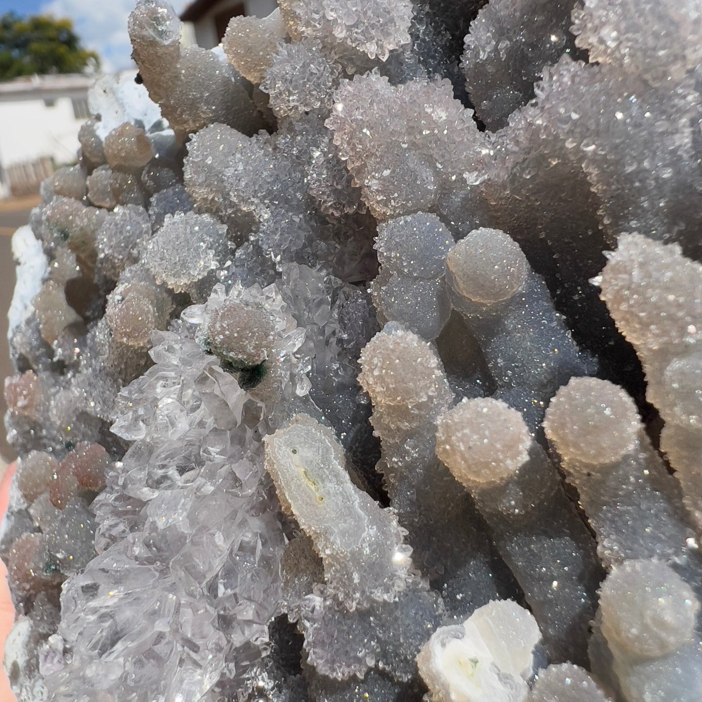 Large Amethyst Stalactite Plate (7.5") | Brazilian Botryoidal Crystal Slab | Gray Sugar Druzy Slice | Thin Galaxy Stone | 1.5lb Unique Decor