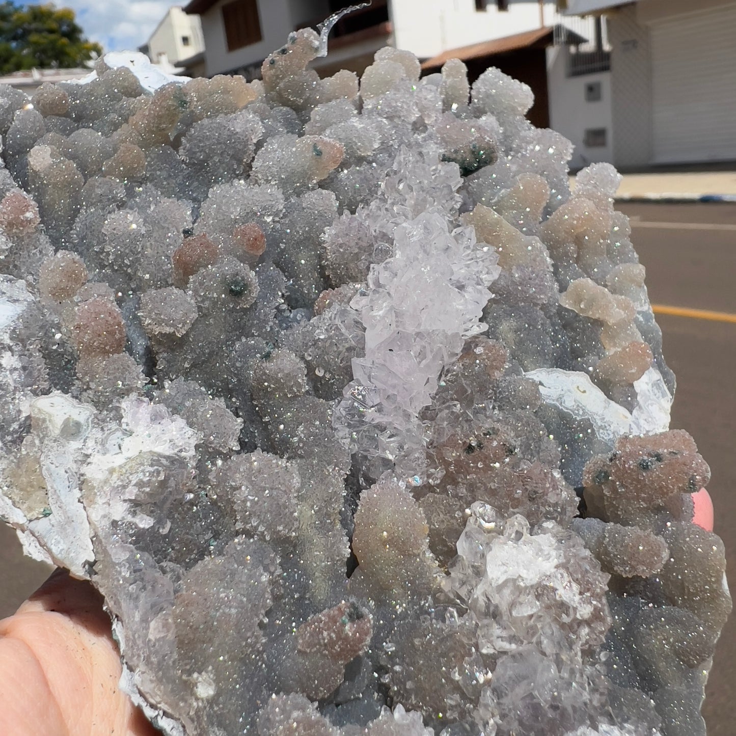 Large Amethyst Stalactite Plate (7.5") | Brazilian Botryoidal Crystal Slab | Gray Sugar Druzy Slice | Thin Galaxy Stone | 1.5lb Unique Decor