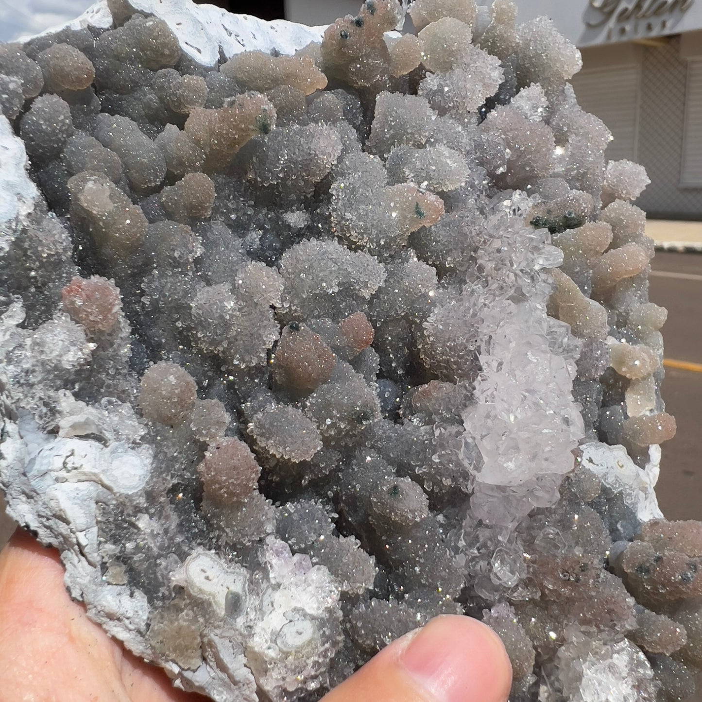 Large Amethyst Stalactite Plate (7.5") | Brazilian Botryoidal Crystal Slab | Gray Sugar Druzy Slice | Thin Galaxy Stone | 1.5lb Unique Decor