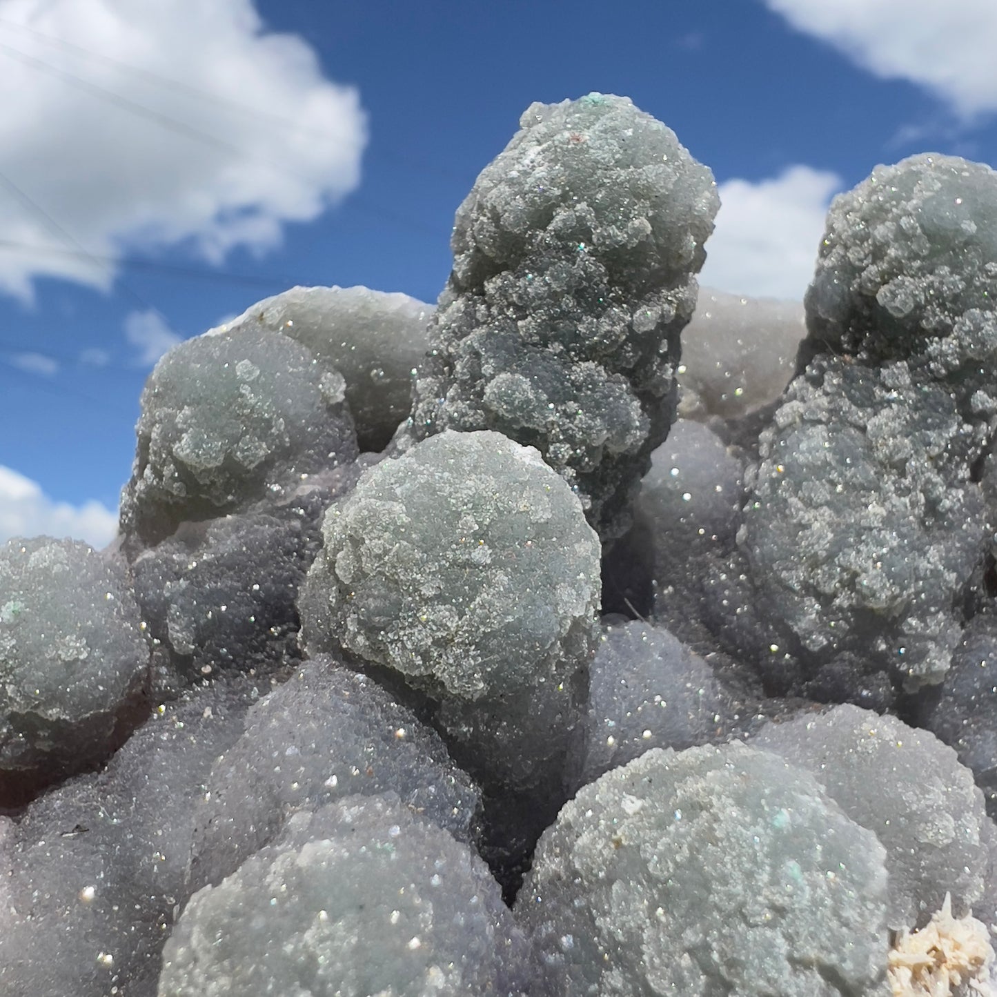 Rare Green Amethyst Stalactite Cluster (1lb) | Brazilian Prasiolite Specimen | Botryoidal Sugar Druzy | Calcite Flower Inclusions | 5.5"
