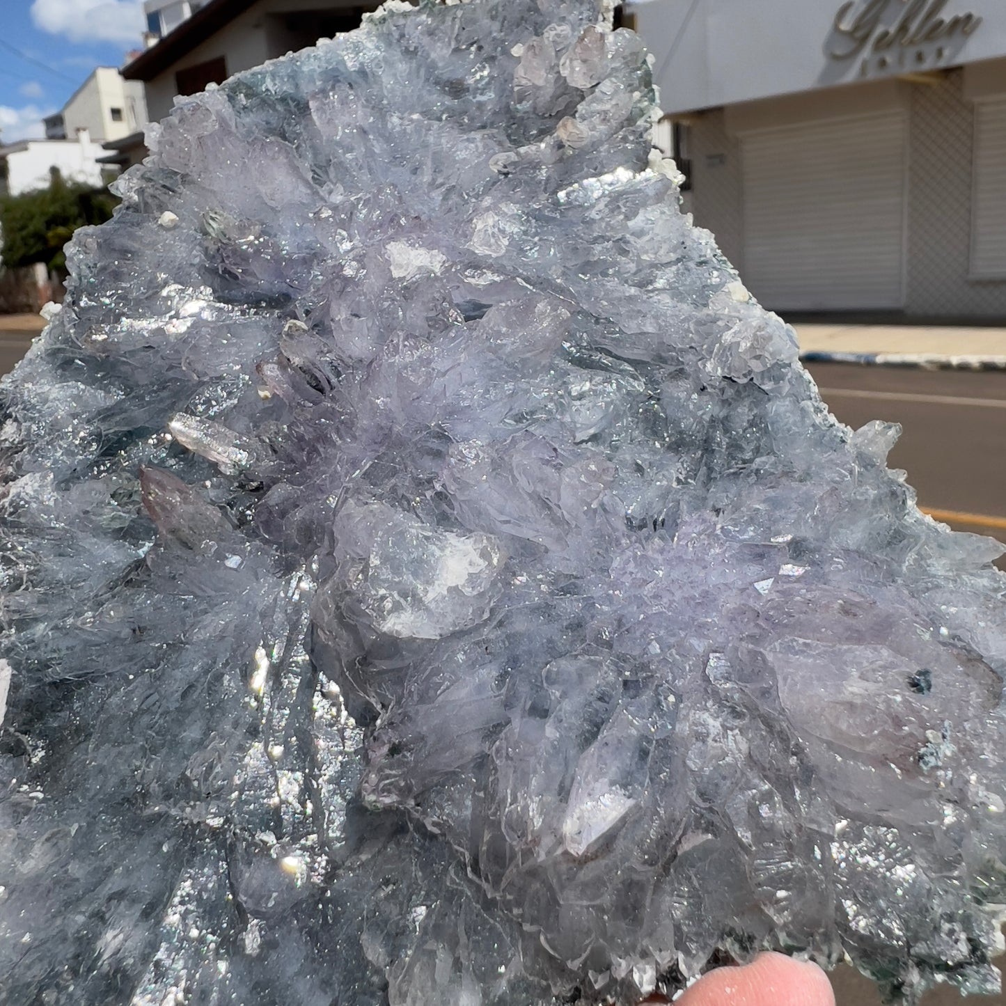 Large Amethyst Flower Slice (9") | Brazilian "Anomaly" Crystal Plate | Radiating Rosette Slab | Rare Thin Specimen | Fossil Look Decor