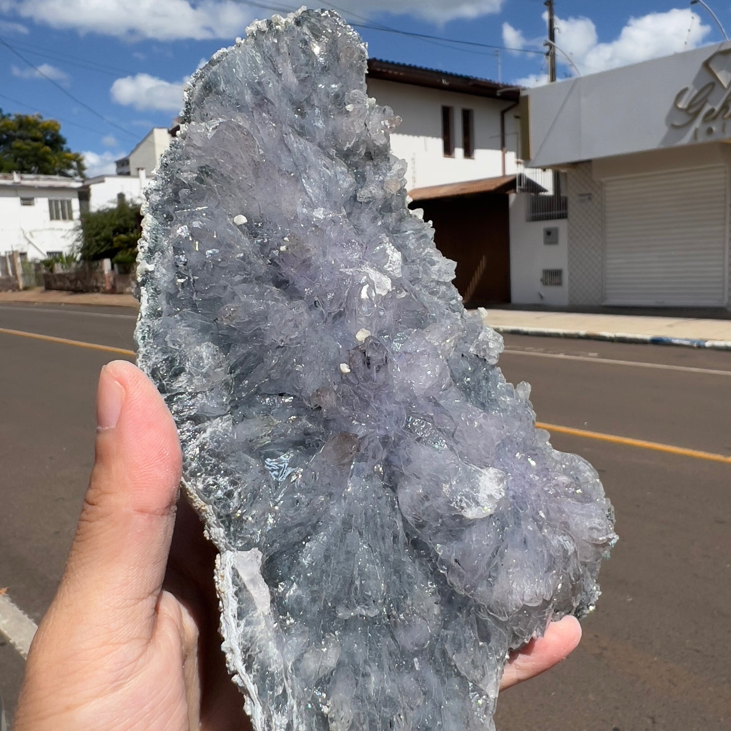 Large Amethyst Flower Slice (9") | Brazilian "Anomaly" Crystal Plate | Radiating Rosette Slab | Rare Thin Specimen | Fossil Look Decor