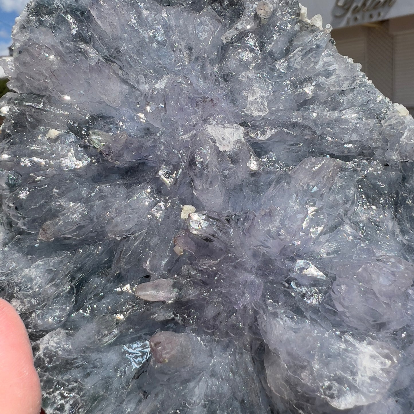 Large Amethyst Flower Slice (9") | Brazilian "Anomaly" Crystal Plate | Radiating Rosette Slab | Rare Thin Specimen | Fossil Look Decor