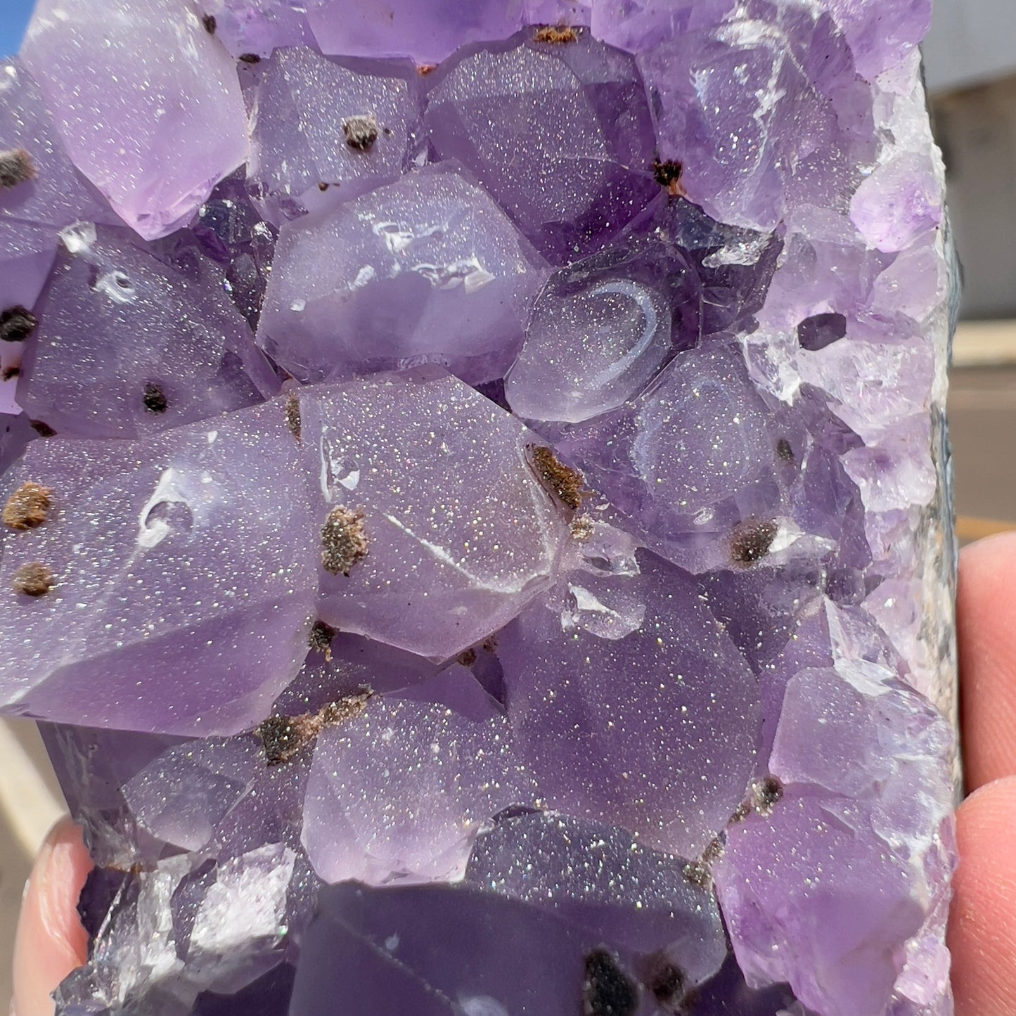 Sugar Amethyst Cluster with Calcite (0.6lb) | Rare Brazilian Frosty Purple Crystal | Sparkly Raw Mineral Specimen | 4" Unique Decor Gift