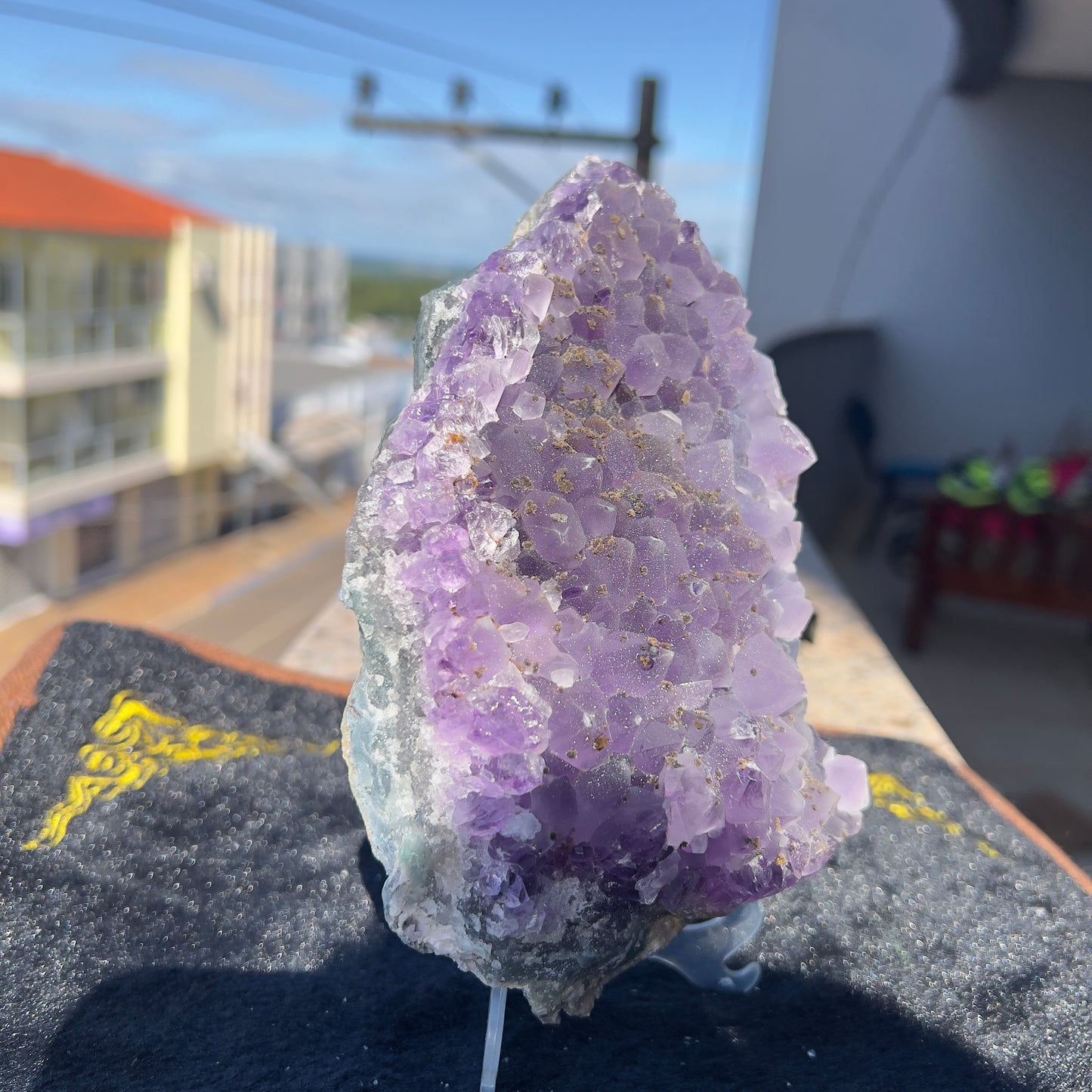 Raw Amethyst Cluster with Calcite, Sugar Amethyst Druzy Specimen, Large Purple Crystal Decor, Healing Stone, Exact Brazilian Crystal 1.95lb